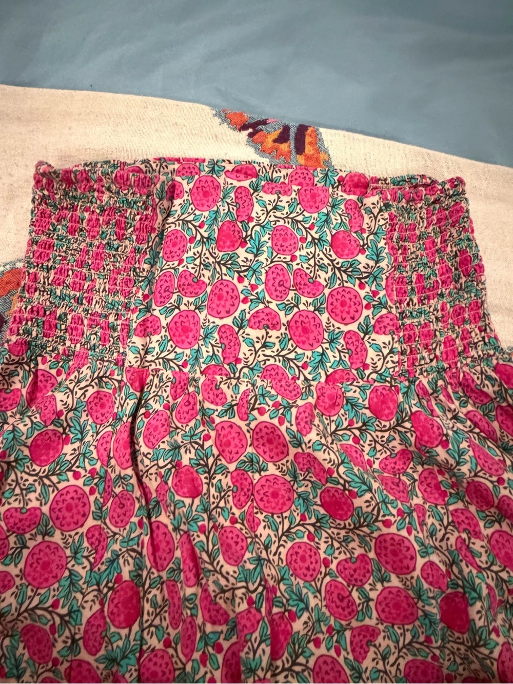 NATURAL LIFE Pink Floral Maxi Skirt with Green Leaf Accents - Picture 4 of 6